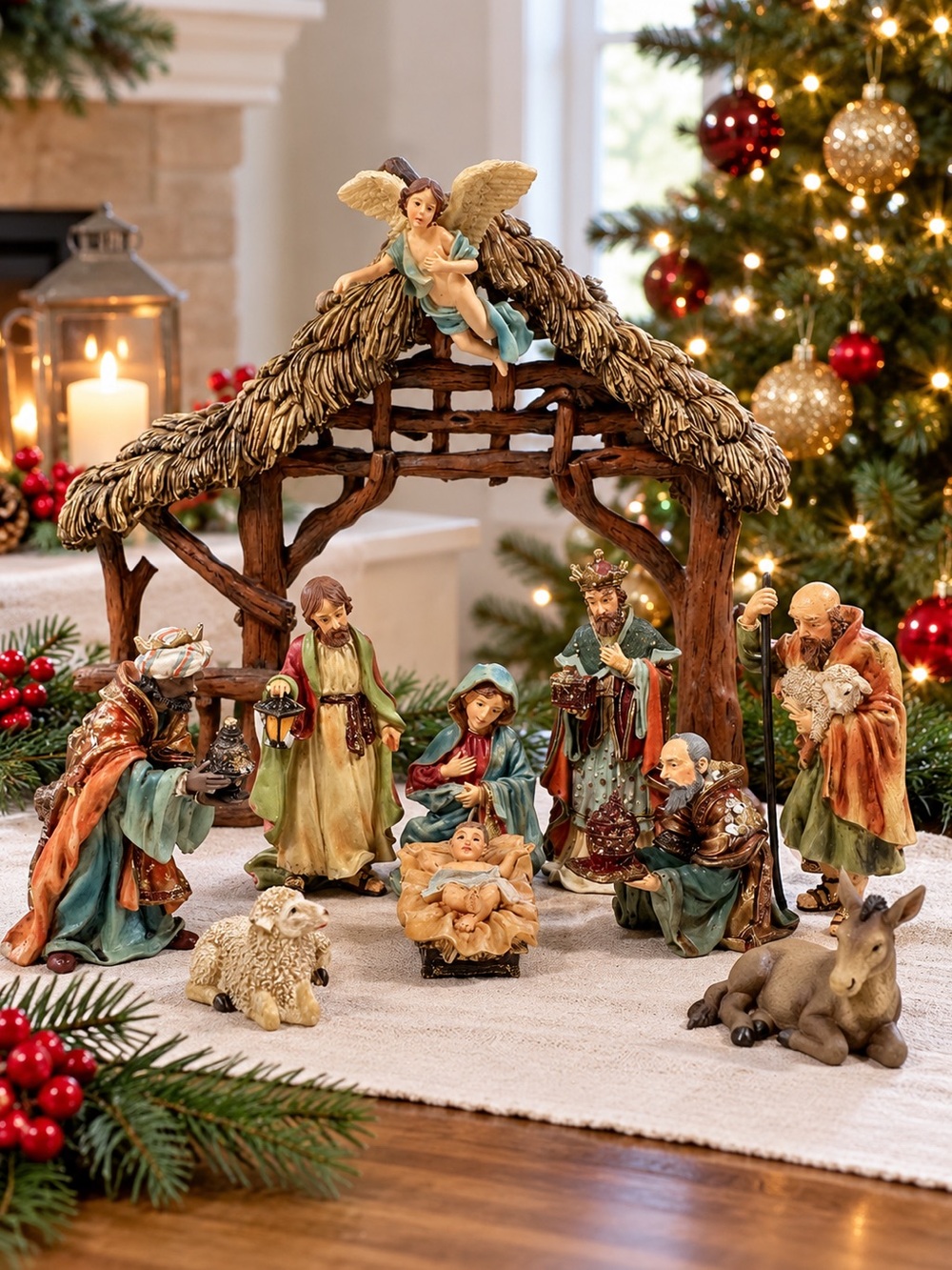 Department 56 Holy Night Nativity Set 11 Piece Christmas Manger Scene w Box VTG